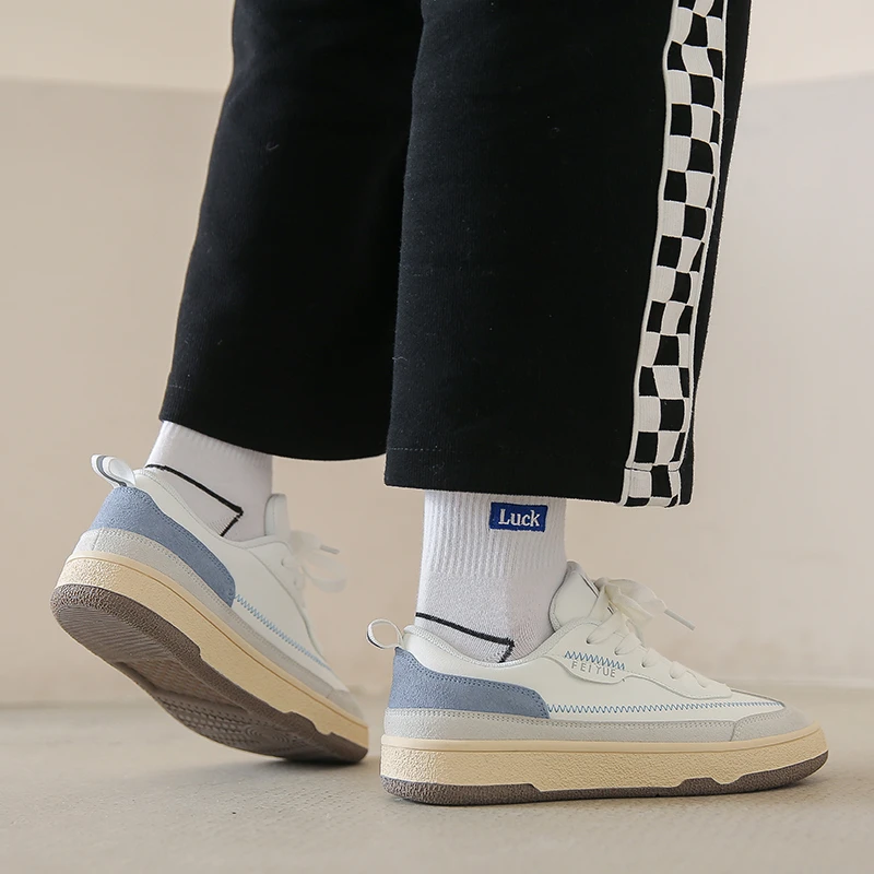 Forrest Couple Shoes Classic Sneakers Shoes Y40 Retro Low-top Lace -up Casual 's 2021 Spring New Leather Flats Round Toe