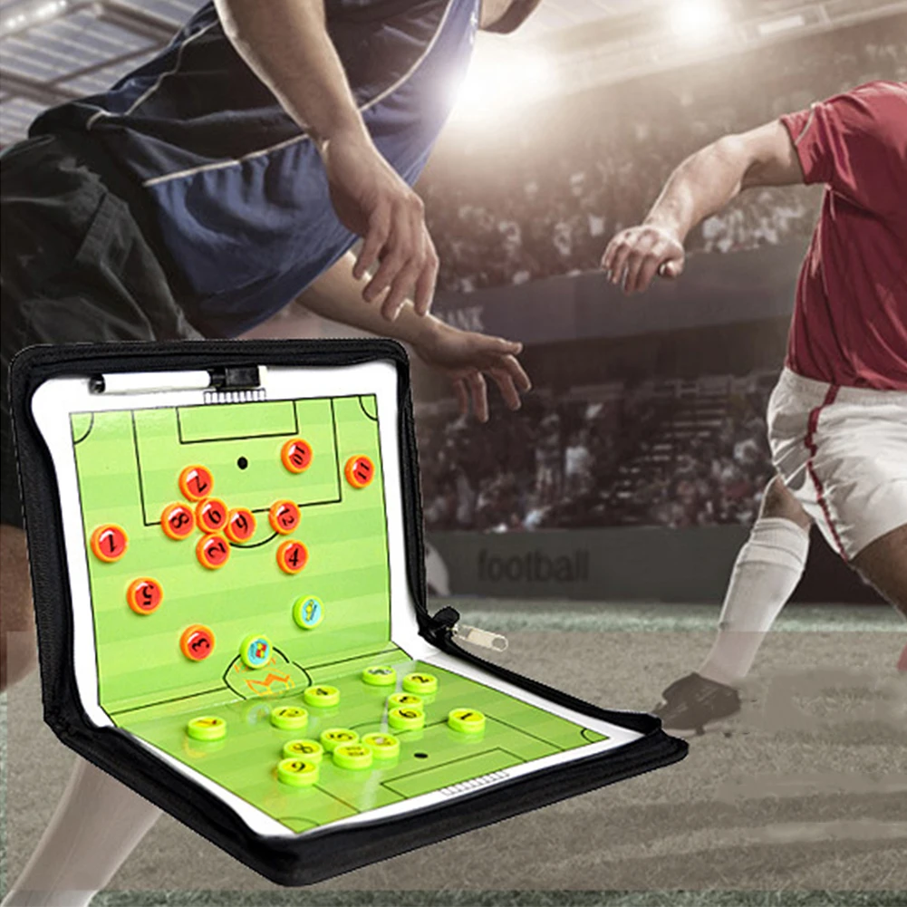 

Training Teaching Guidance Demonstration Magnetic Foldable Football Soccer Tactic Board PU Noting Marker Plate Portable Coaching