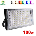 Светодиодный прожектор 50 Вт 100 Вт Холодный теплый RGB AC220V 240 В светодиодный уличный фонарь Водонепроницаемый IP65 светодиодный прожсветильник открытый светильник