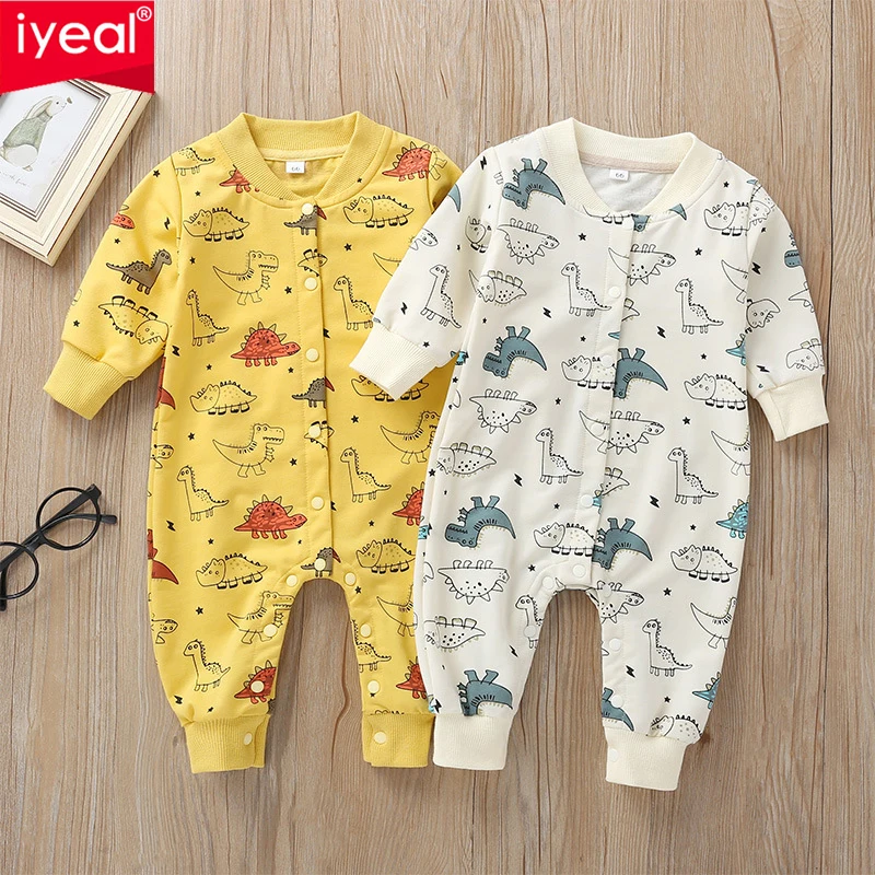 

IYEAL Baby Rompers Casual Newborn Toddler Clothes Cotton Long Sleeve Dinosaurs Print Jumpsuit Kids Boys Girls Outfits Clothes