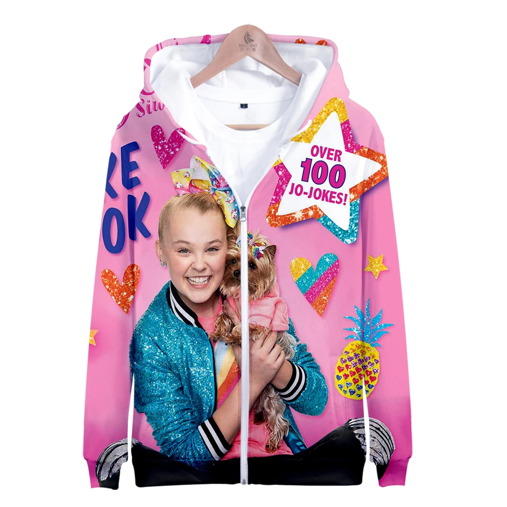JOJO SIWA 3D новые модные толстовки на молнии повседневная одежда с длинным рукавом