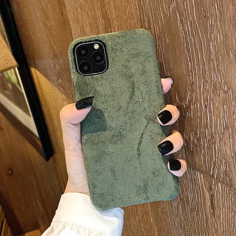 DG Lovebay тканевый плюшевый чехол с текстурой для iPhone 11 Pro X XR XS Max 7 8 Plus XS теплые меховые фланелевые чехлы для телефонов однотонные мягкие из ПУ для задней крышки - Цвет: DG
