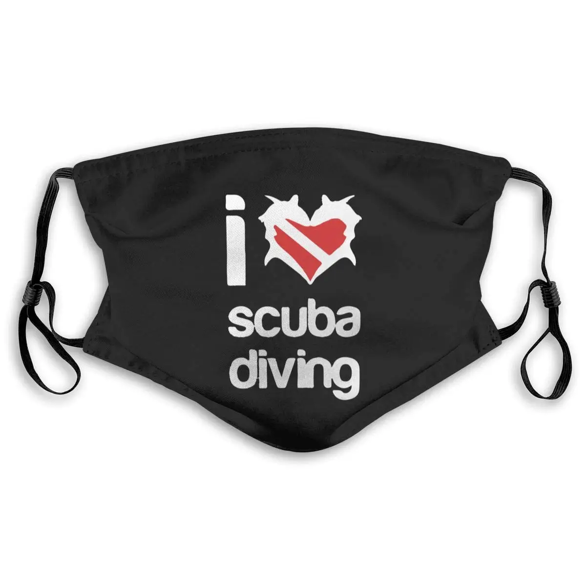 

I Love Scuba Diving Mouth Cover Mask with PM2.5 Filters 5 Layers of Protection for Unisex Black