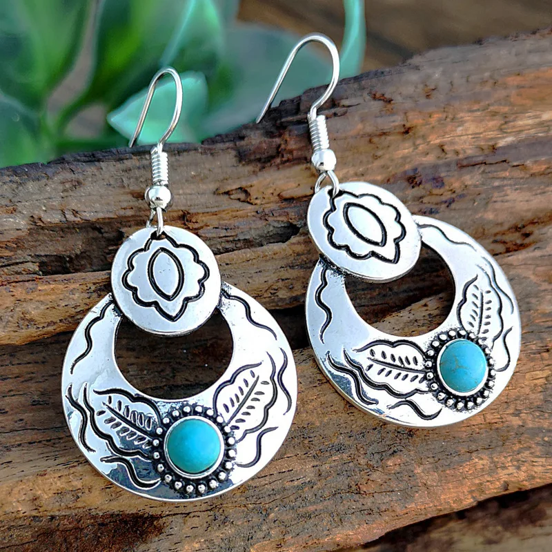 Геометрические висячие серьги Винтажные Ювелирные Бохо богемные каменные для