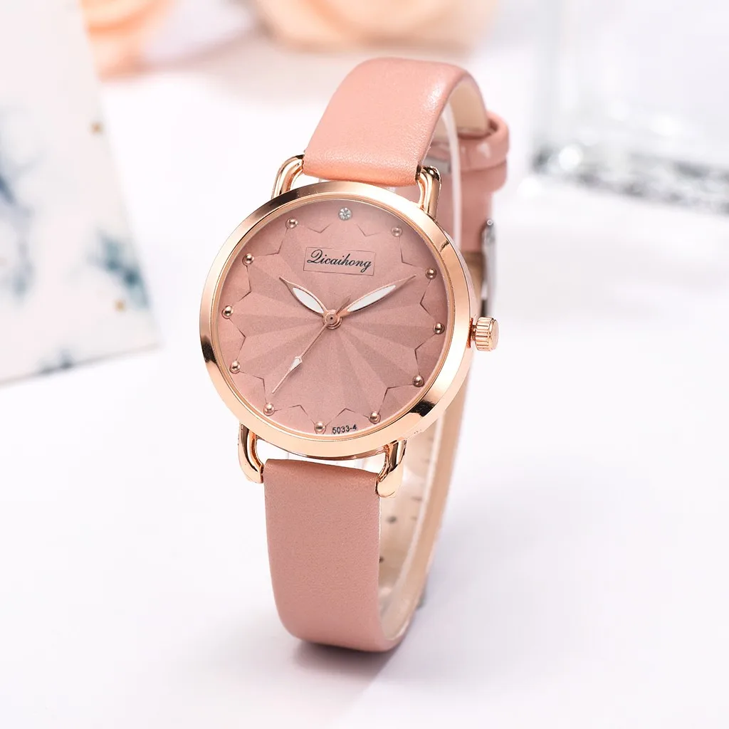 Роскошные модные женские часы браслет повседневные кожаные Аналоговые