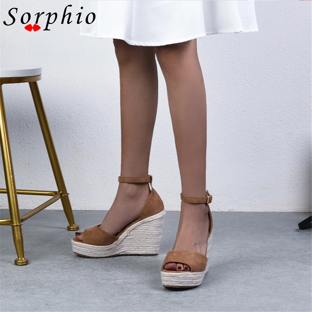 

Сандалии женские на танкетке, Повседневные Удобные Босоножки с открытым носком, ремешком на щиколотке и пряжкой, Классические брендовые ту...