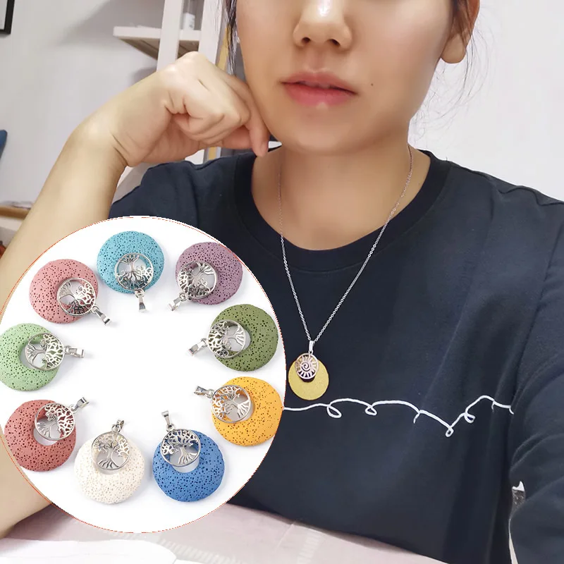 Красочные круглые пончики мозаичное дерево жизни лавовый камень аромадиффузор