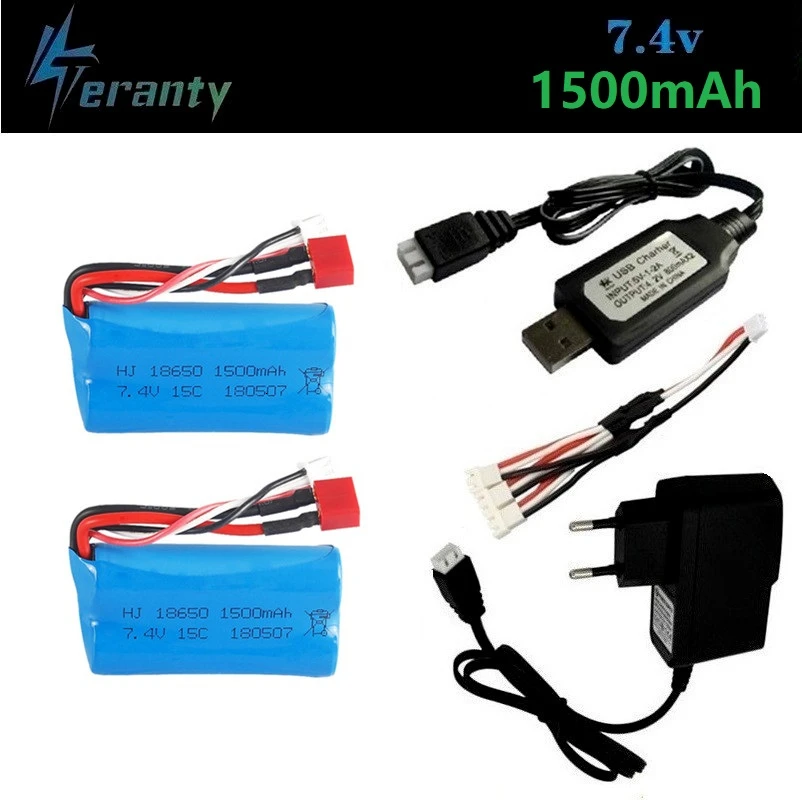 

( T Plug ) 7.4V 1500mAh lipo Battery charger set for Wltoys 12428 12401 12402 12403 12404 12423 FY-03 FY01 FY02 Rc toys battery