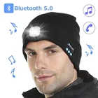 Новинка, Bluetooth-наушники, музыкальная шапка, беспроводные наушники с микрофоном, зимняя теплая гарнитура для велоспорта, походов, шапка со светодиодной подсветкой, вязаная шапка для Xiaomi