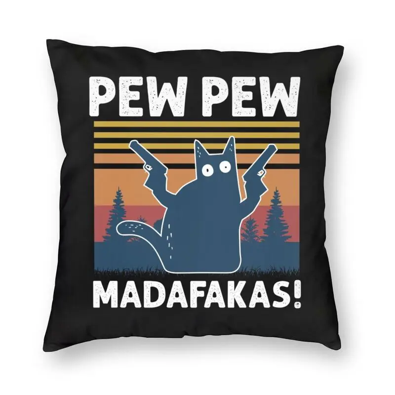 

Чехол в стиле ретро с изображением черной кошки для дивана, украшение для дома, современный чехол для подушки Pew Madafakas, наволочка для домашне...