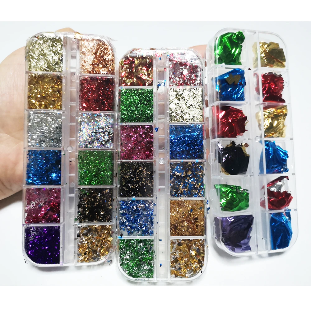 Bittb золотой серебряный ноготь бумага фольги нерегулярные алюминиевые хлопья