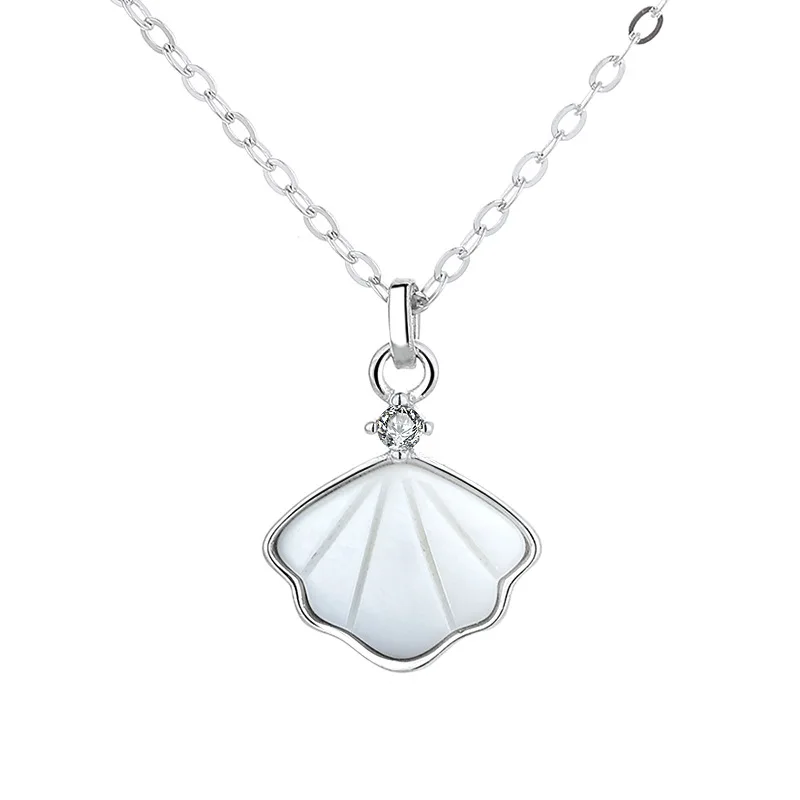 

S925 Sterling Silver One Shell Necklace Female White Pendant For A Lifetime Lover Gift For Girlfriend