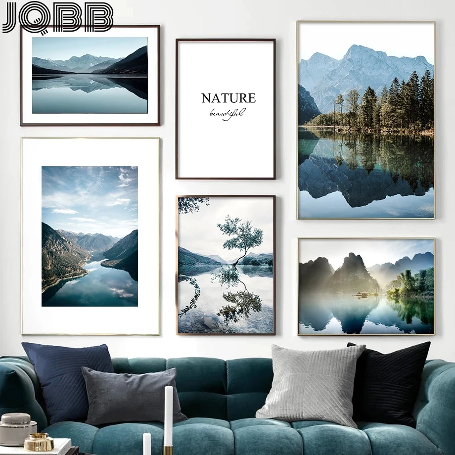 

Jungle Lake Mountain Reflection Quote Wall Art Canvas Painting Nordic Poster And Prints Wall Pictures For Living Room Home Decor
