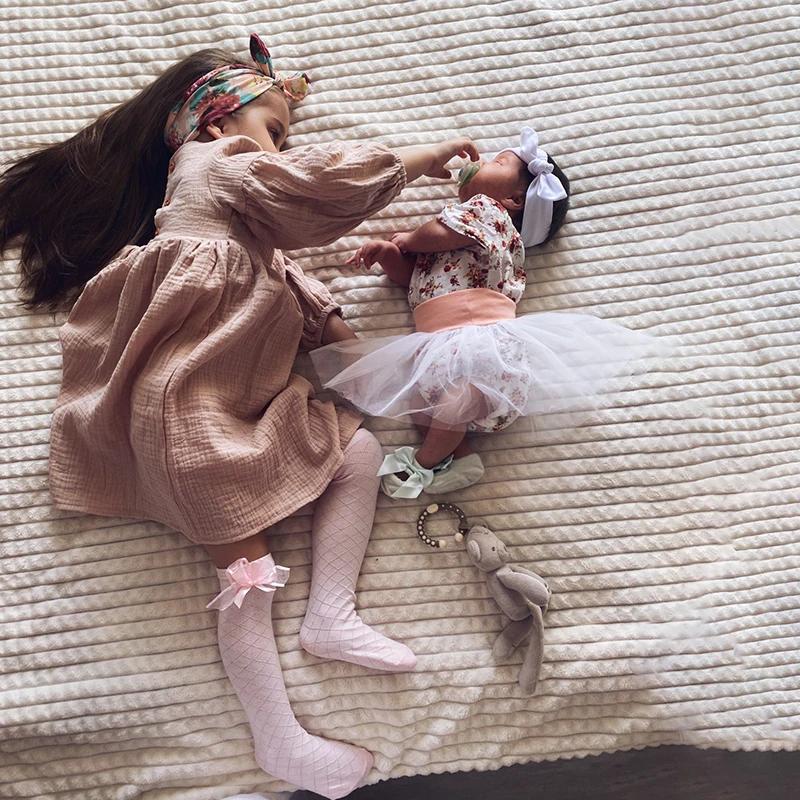 Spring Muslin girls Dresses Princess Autumn Children Kids Clothes Outfits Organic Cotton Casual Lovely Baby Girls Dress | Детская одежда