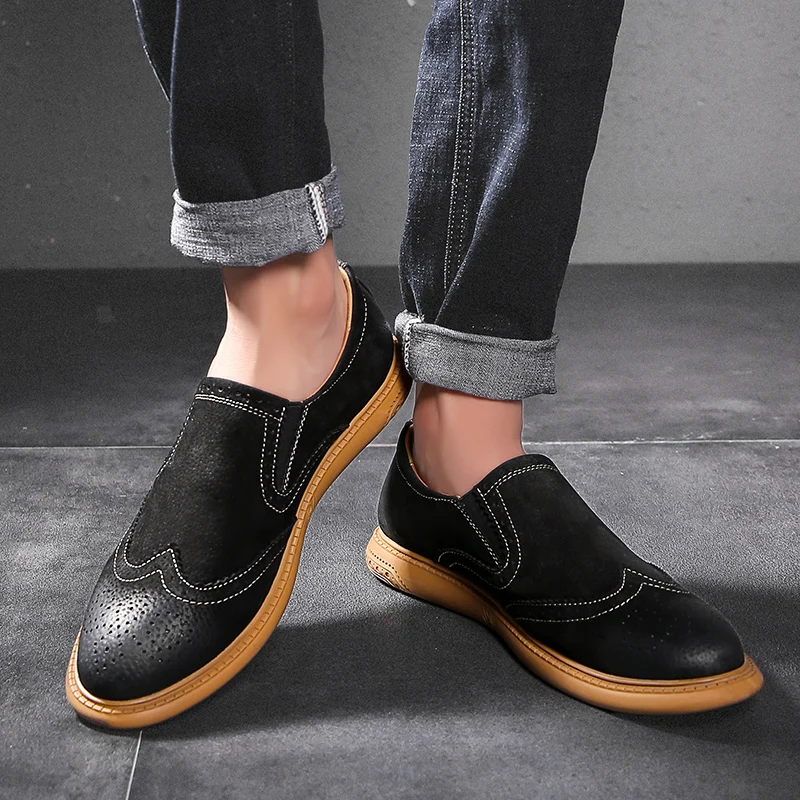 Genuine Leather Men's Casual Shoes Big Size 38-46 Loafer Design Driving Men Flat Footwear Slip On Mens Moccasin | Обувь