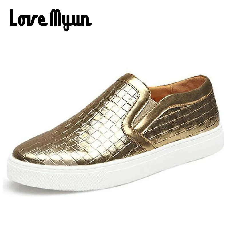 Модные мужские лоферы для вождения Цвет золотой серебряный Обувь ночных клубов