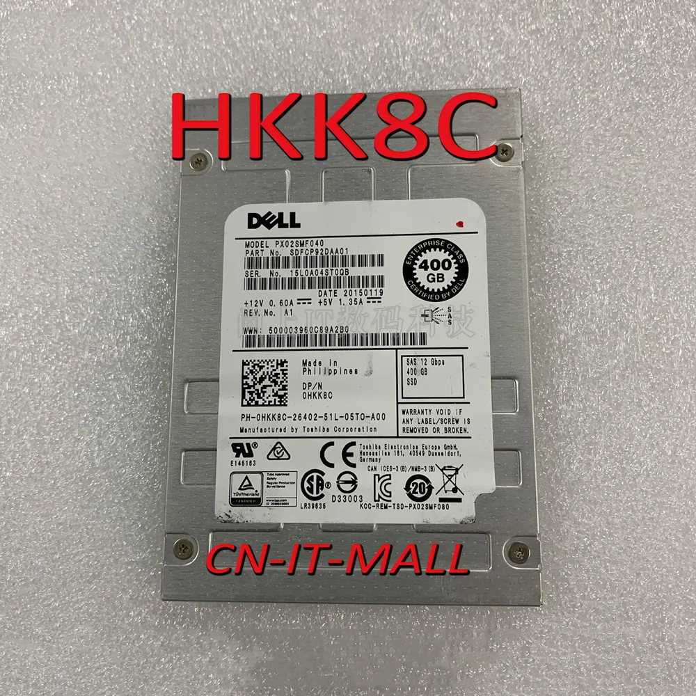 

2.5 0HKK8C HKK8C PX02SMF040 400GB SAS 12Gb SSD Server HDD