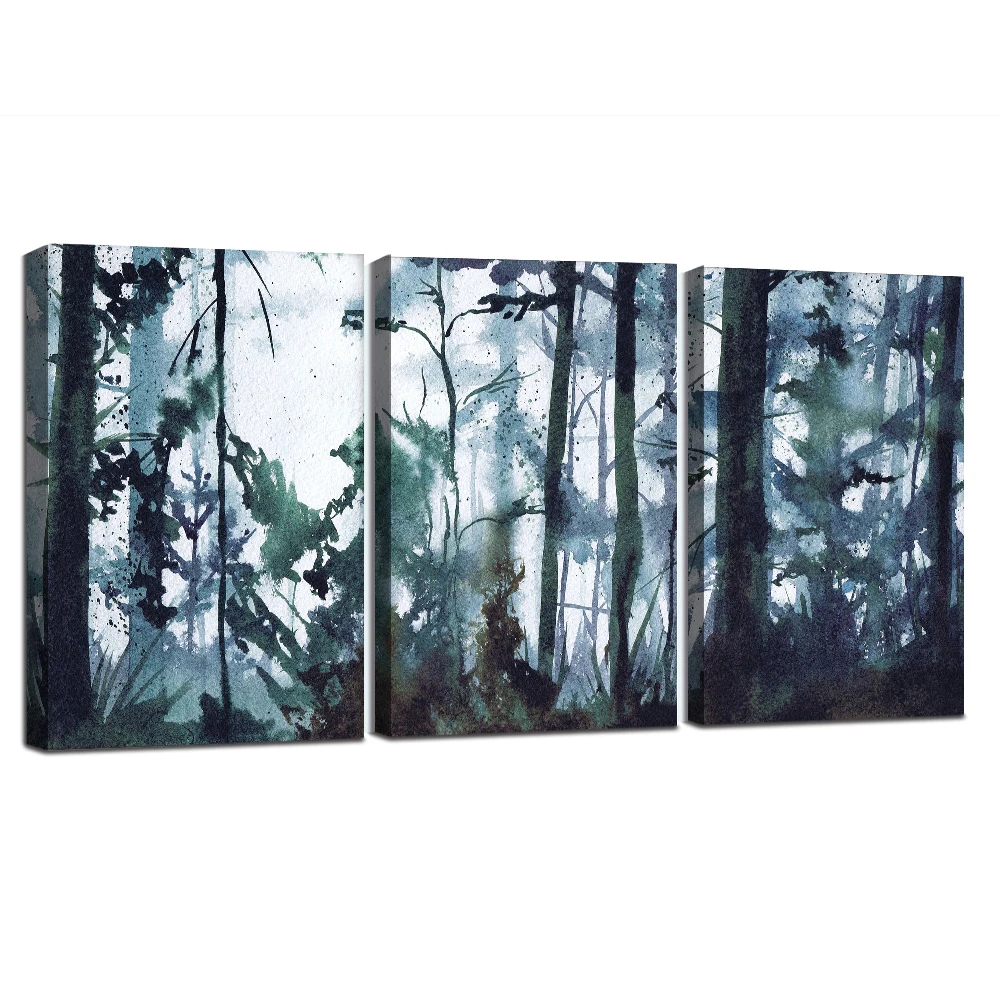 

Forest Painting Watercolor Wall Art Framed Poster Nature Scandinavian Canvas Painting Ready To Hang Decoration Picture Design