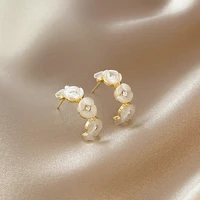 fashion women stud earrings 2021 trend piercing womens jewelry korean style zircon flowers ear rings woman earings accessories