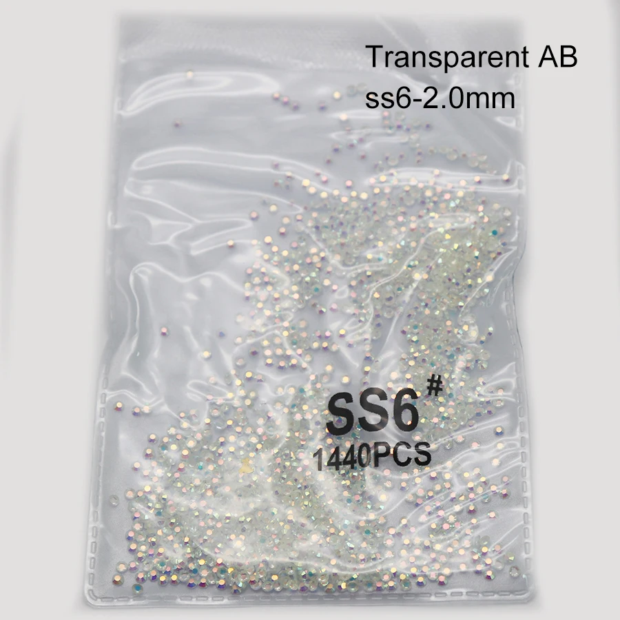 ss6 transparent AB 1440 шт стеклянные 3D Стразы для дизайна ногтей драгоценные камни для украшения ногтей хрустальные стразы AB Камни SS3-SS10 - Цвет: ss6 transparent AB
