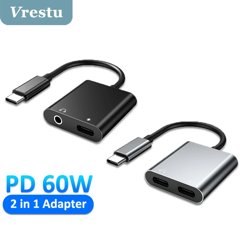Переходник USB Type-C 2 в 1 USB-кабель для зарядки PD 3 5 мм DAC аудио адаптер наушников Xiaomi