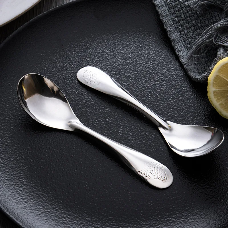 Милая маленькая ложка из нержавеющей стали для кофе и мороженого посуда Прямая