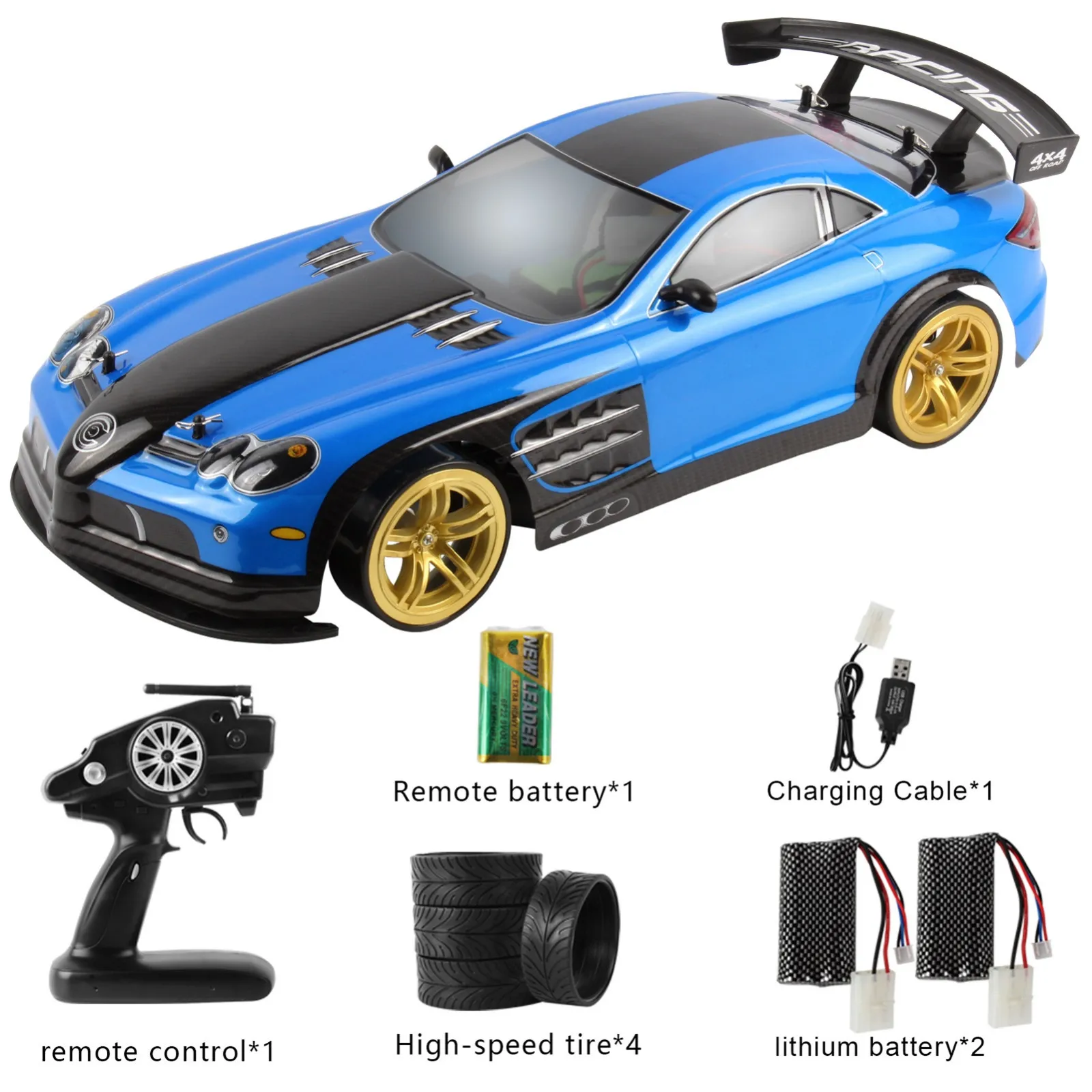 

1:10 70km/h 2.4G RC Car 4WD Double Battery High Power LED Headlight Racing Truck
