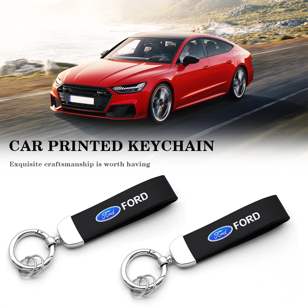 

Car Keychain Printed Logo Leather Fashion New Auto Interior For Ford Fiesta EcoSport Escort Focus 1 2 3 mk2 mk3 mk4 mk5 mk7