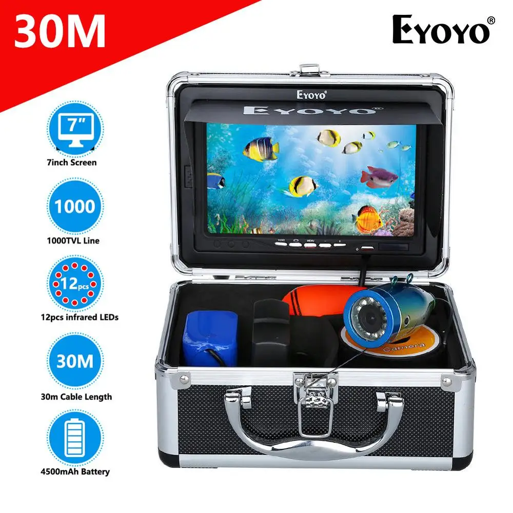 Eyoyo EF07B 1000TVL Рыбалка Камера 7 &quotдюймовый возможностью погружения на глубину до 30 м