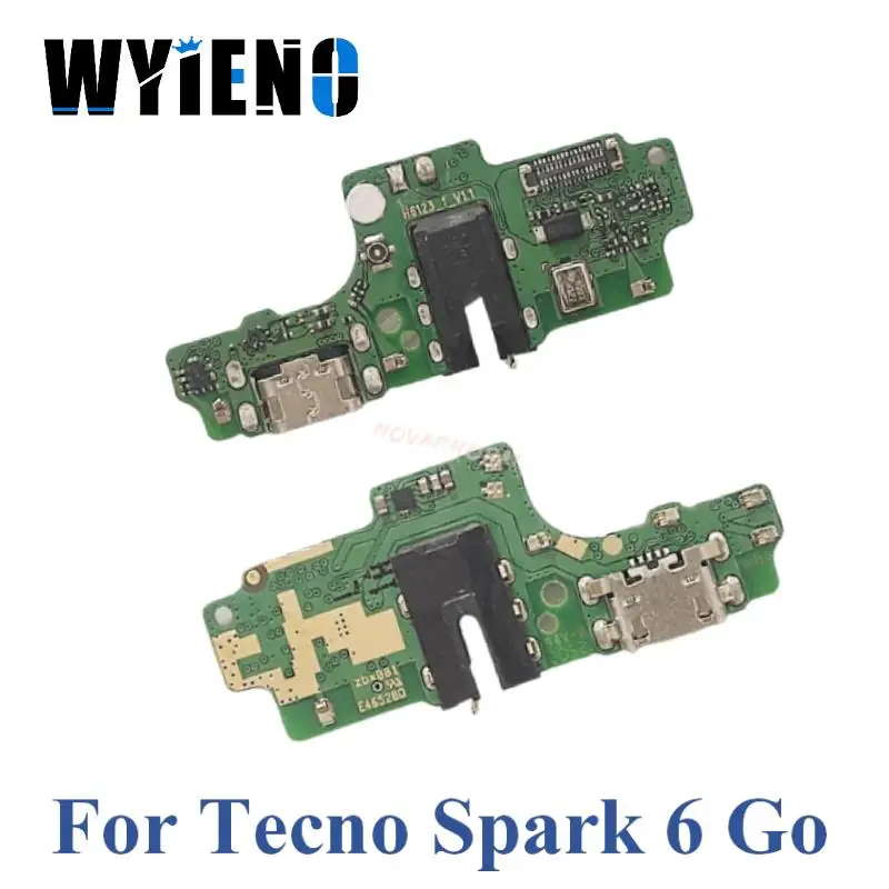 

10PCS Wyieno For Tecno Spark 6 go USB Dock Charging Port Charger Headphone Audio Jack Microphone Flex Cable Board
