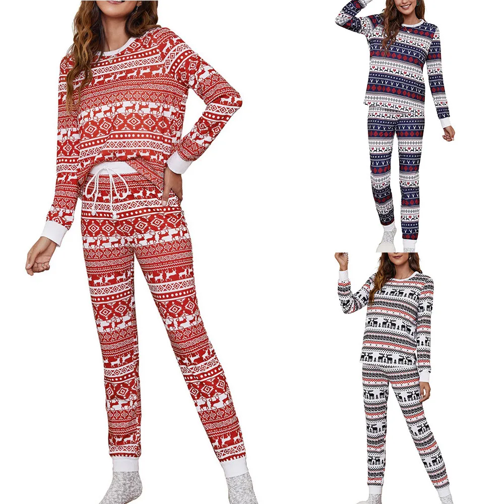 

Женский костюм из двух предметов, Рождественский яркий костюм со снеговиком, милая одежда для отдыха, спортивный костюм, домашний спортивны...