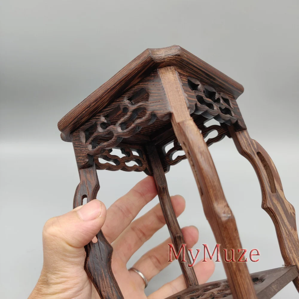 Малый квадратный полукаскадный бонсай дисплей Mame деревянная подставка 9.5x9.5x14.5cm |