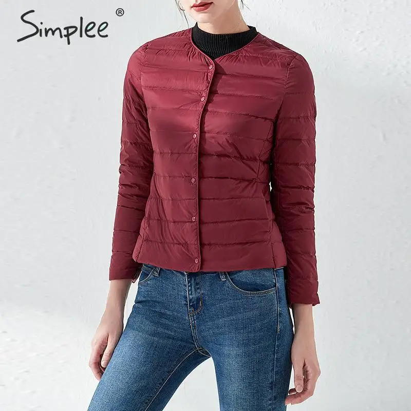 Simplee Повседневный светильник женские теплые парки на пуговицах с длинным рукавом