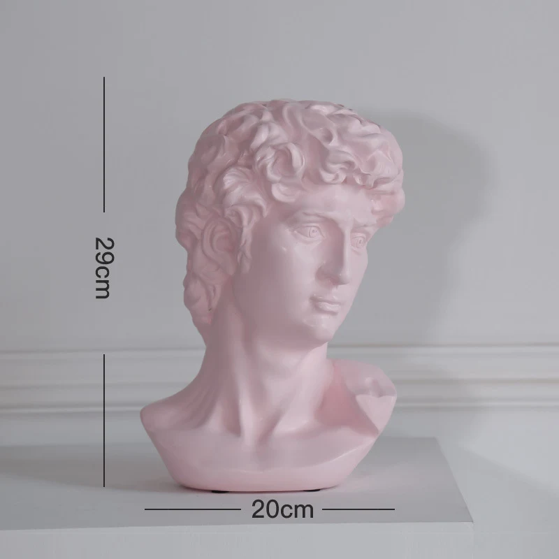 David Pink VILEAD 19 см 46 см Смола гипсовая голова фигурки нордическая Morandi Давид Венера эскиз скульптура персонажа Искусство Декор Орнамент для дома - Цвет: David Pink