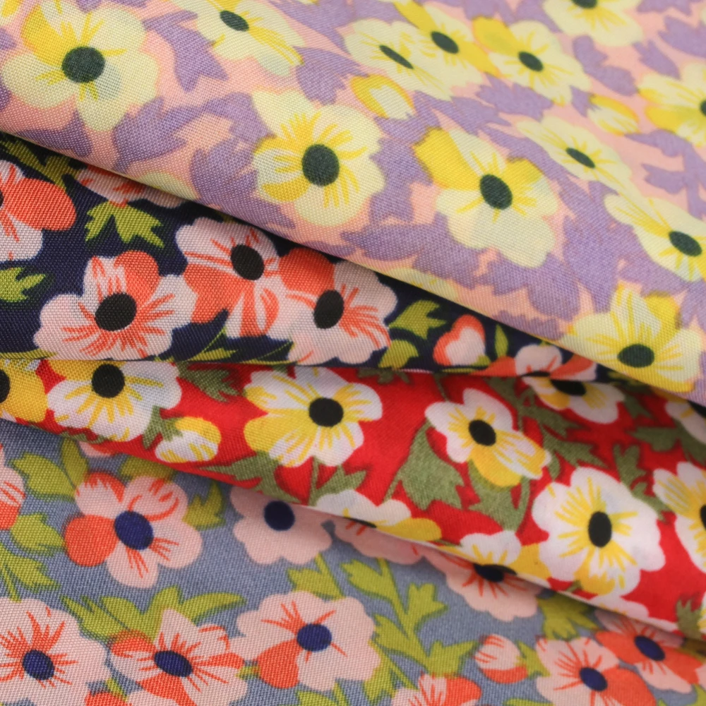 Шифоновая ткань длиной 45*150 см с принтом в пасторальном стиле | Ткани