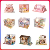 doll house furniture diy miniature 3d wooden miniaturas dollhouse toys princess castle model for children gifls birthday gifts