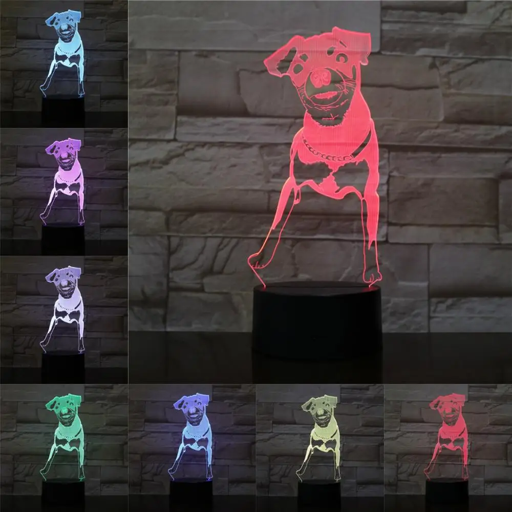 Новый креативный 3D светодиодный светильник для собаки с сенсорным пультом