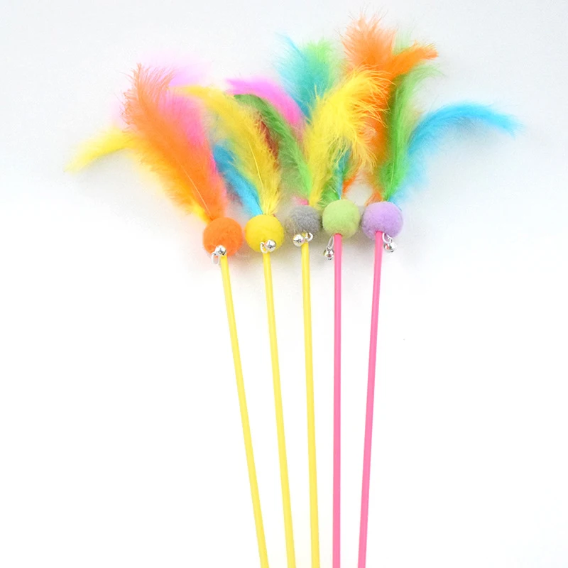 Игрушка-тизер для кошек и перьев антиукусывающий колокольчик Декор палочка