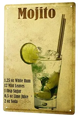 

Жестяные таблички для декора, 30x40 см, спиртовые Коктейльные рецепты в стиле ретро, для кухни, ледяного чая из Исландии