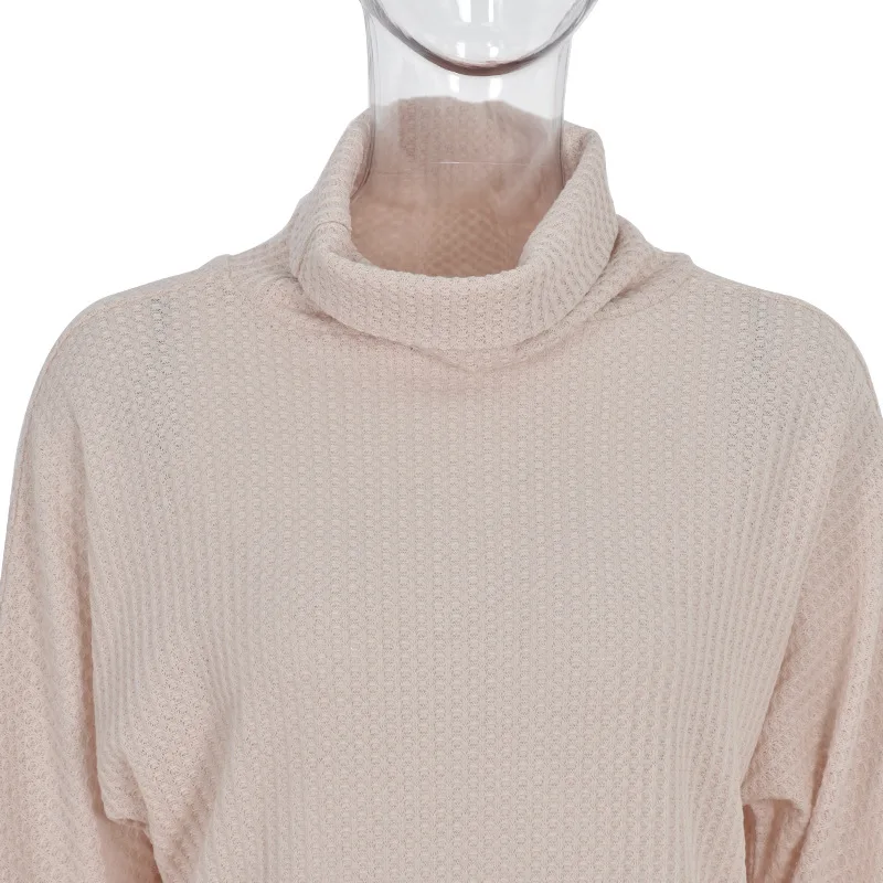 

Autumn and Winter Solid Color Knitted Sweater Dress Women Fashion Loose Pile Pile Collar Pullover Dress Vestidos Feminino