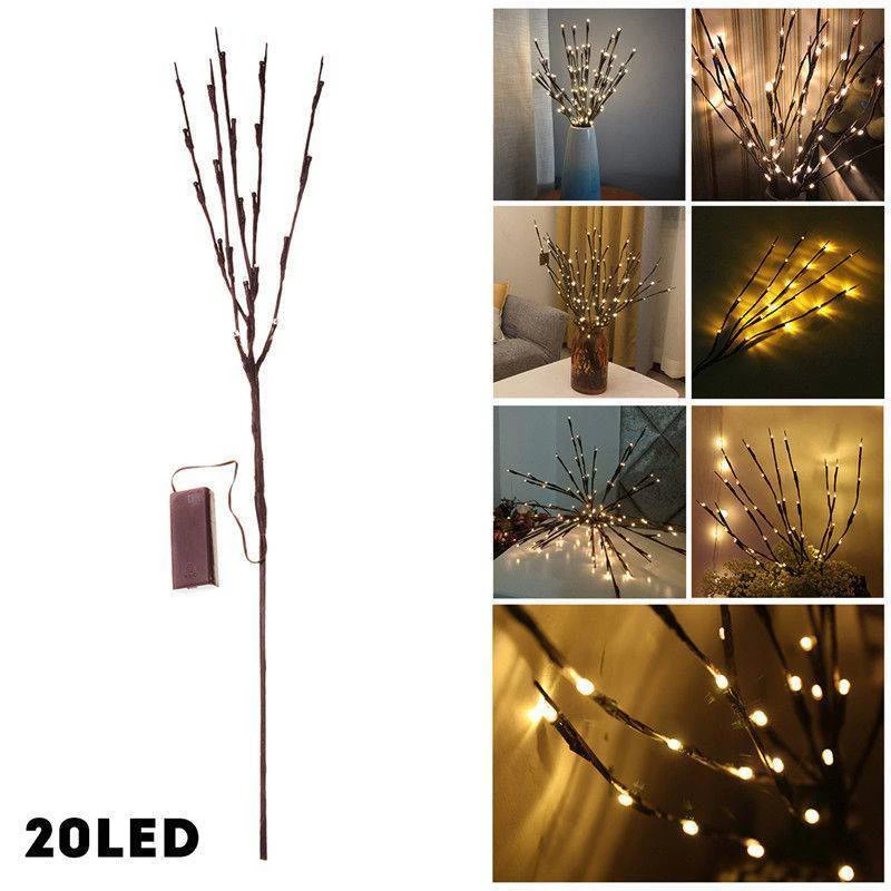 

20LED Willow Tree Branch Light Battery Box Party Outdoor Wedding Festival LED Tree Branch Light Romantic Yard Garden