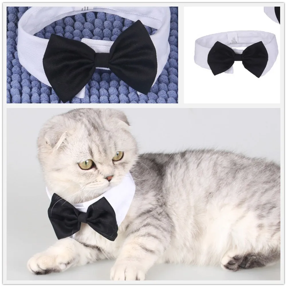 

Pet Formal Tuxedo Collar Adjustable Dog Bow Tie Cat Necktie Bows Black White Suit Birthday Party Puppy Grooming Accessories