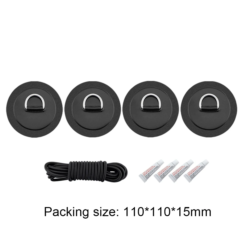 

4pcs D Ring Patch with Glue Cord Tie Down for Raft Kayak Canoe Surfboard