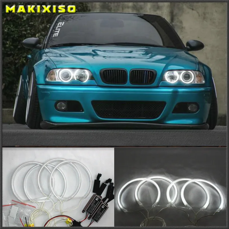

Автомобильный Стайлинг, двойной цвет, белый, желтый, 4x131мм, светодиодный, Halo Rings, хлопковый светильник для BMW E36 E38 E39 E46 M3, светодиодный, SMD, ангельские глазки