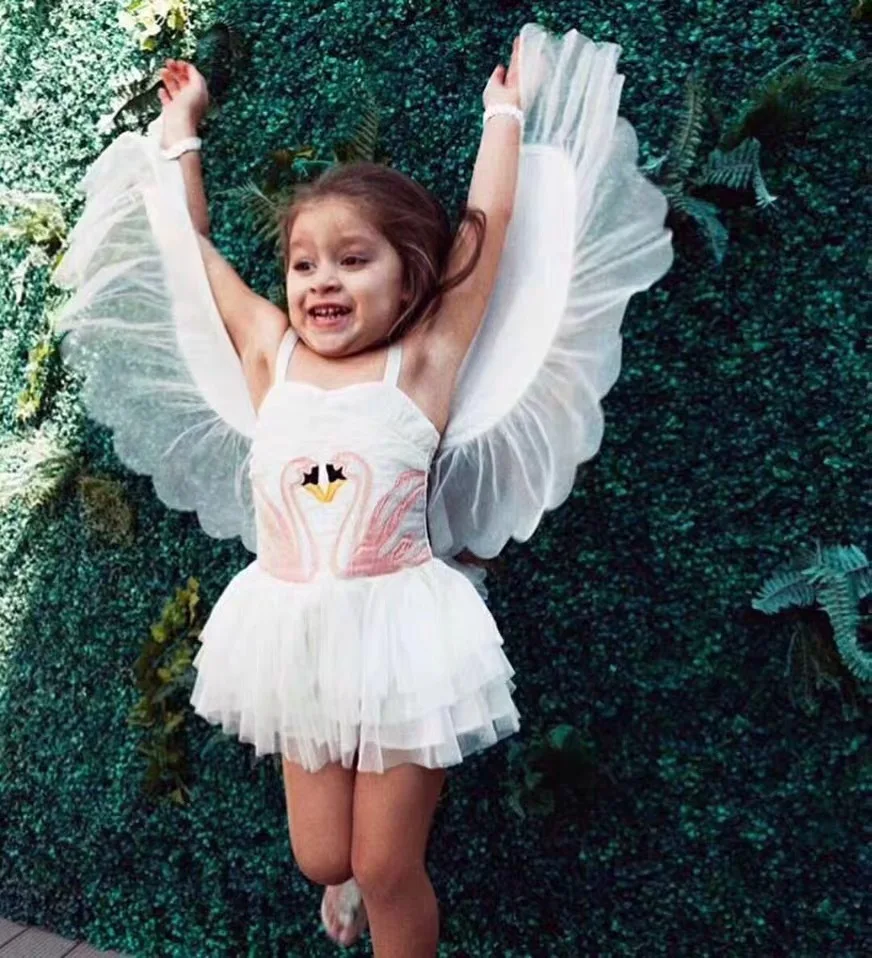 Summer pretty cute girl dress swan wing show angel flamingo camisole princess | Детская одежда и обувь