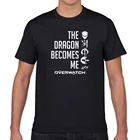 Мужские футболки 100% хлопок Overwatch Hanzo Genji Shimada Brothers Дракон Печать Футболка Повседневная мода унисекс o-образный вырез топы футболки