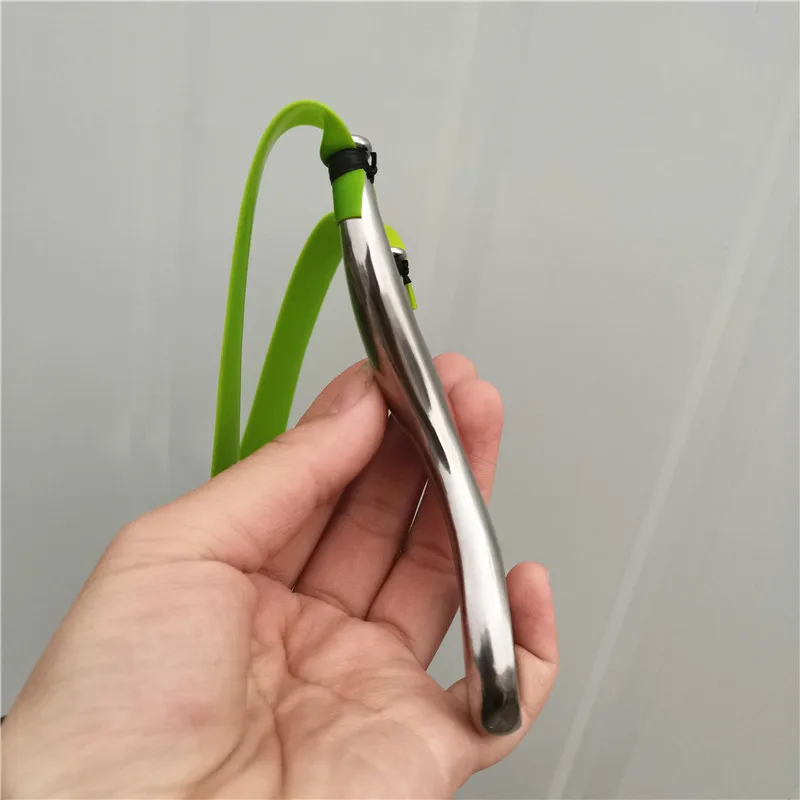 

Hot solid titanium steel fly tiger flat leather slingshot recurve sling outdoor sports precision stainless steel flat rubber