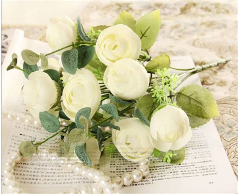 

Five Fork 10 Head Spring Tea Rose Silk Flower Artificial Flower Living Room Home Decoration Flower Arrangement Photo props