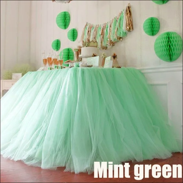 mint green 1*0,8 м милые украшения стола для детского душа вечерние скатерти розовая Тюлевая юбка-пачка для стола Романтическая Свадебная вечеринка - Цвет: mint green