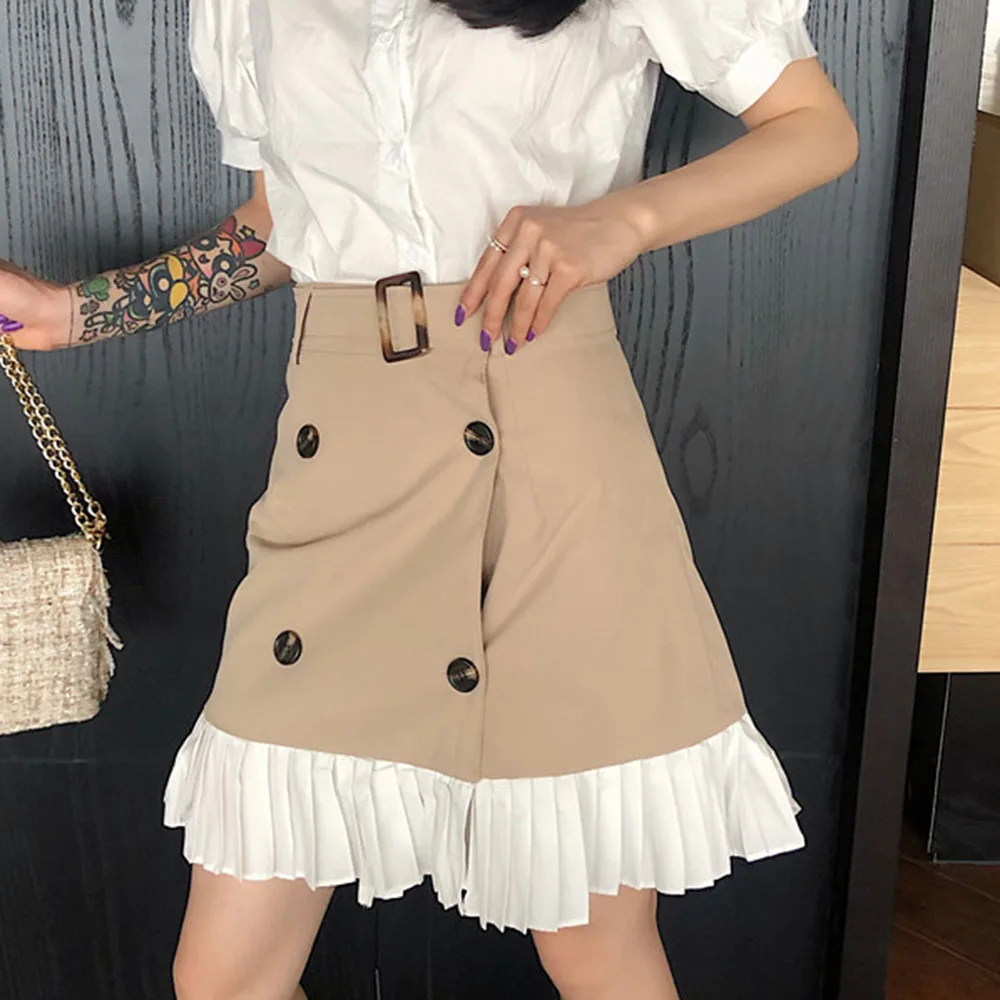 Женские юбки летняя элегантная мини-юбка на пуговицах в Корейском стиле новая